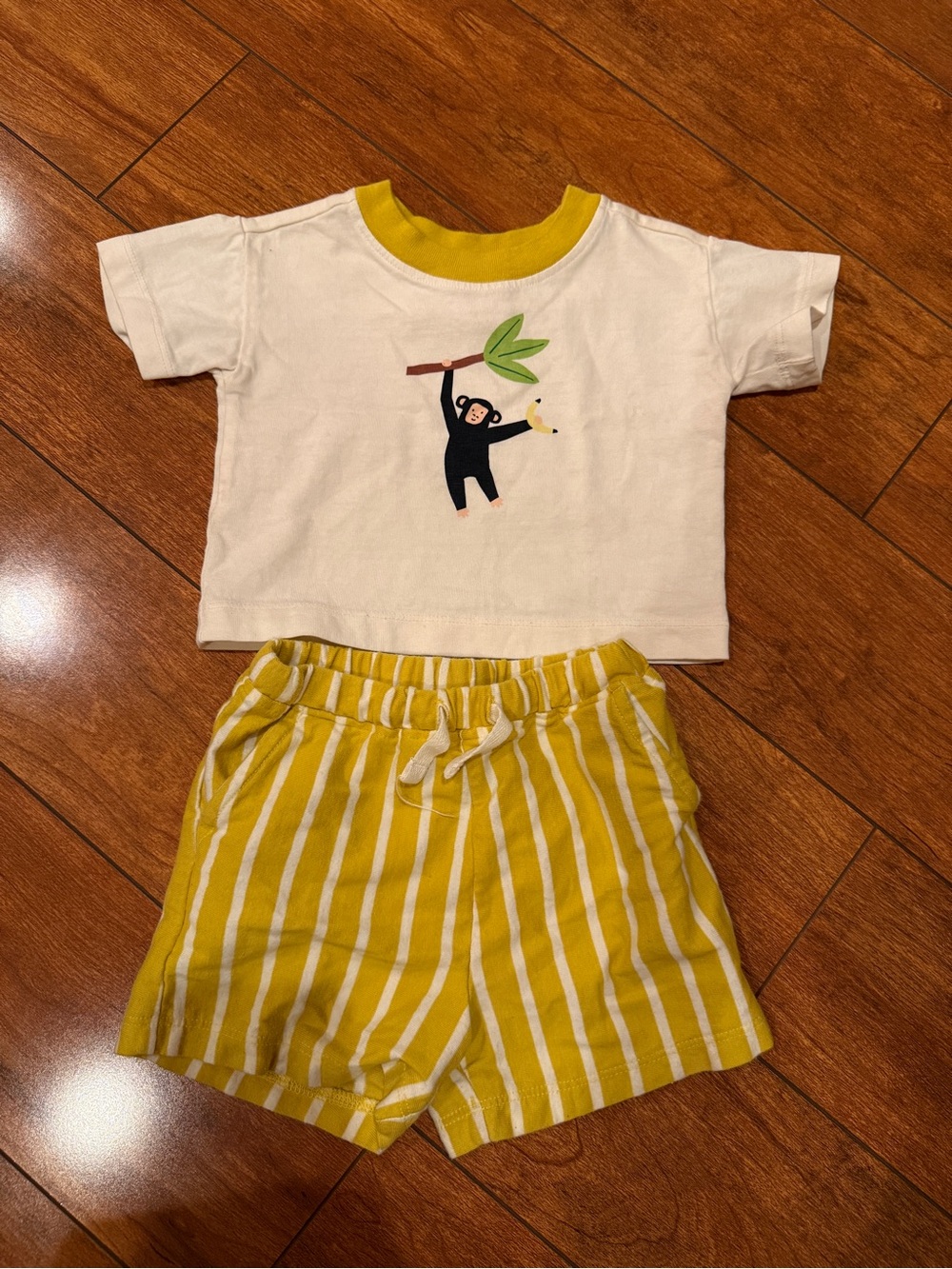 Hanna Andersson Matching Monkey Tee & Shorts Set, 6-12M, 100% cotton